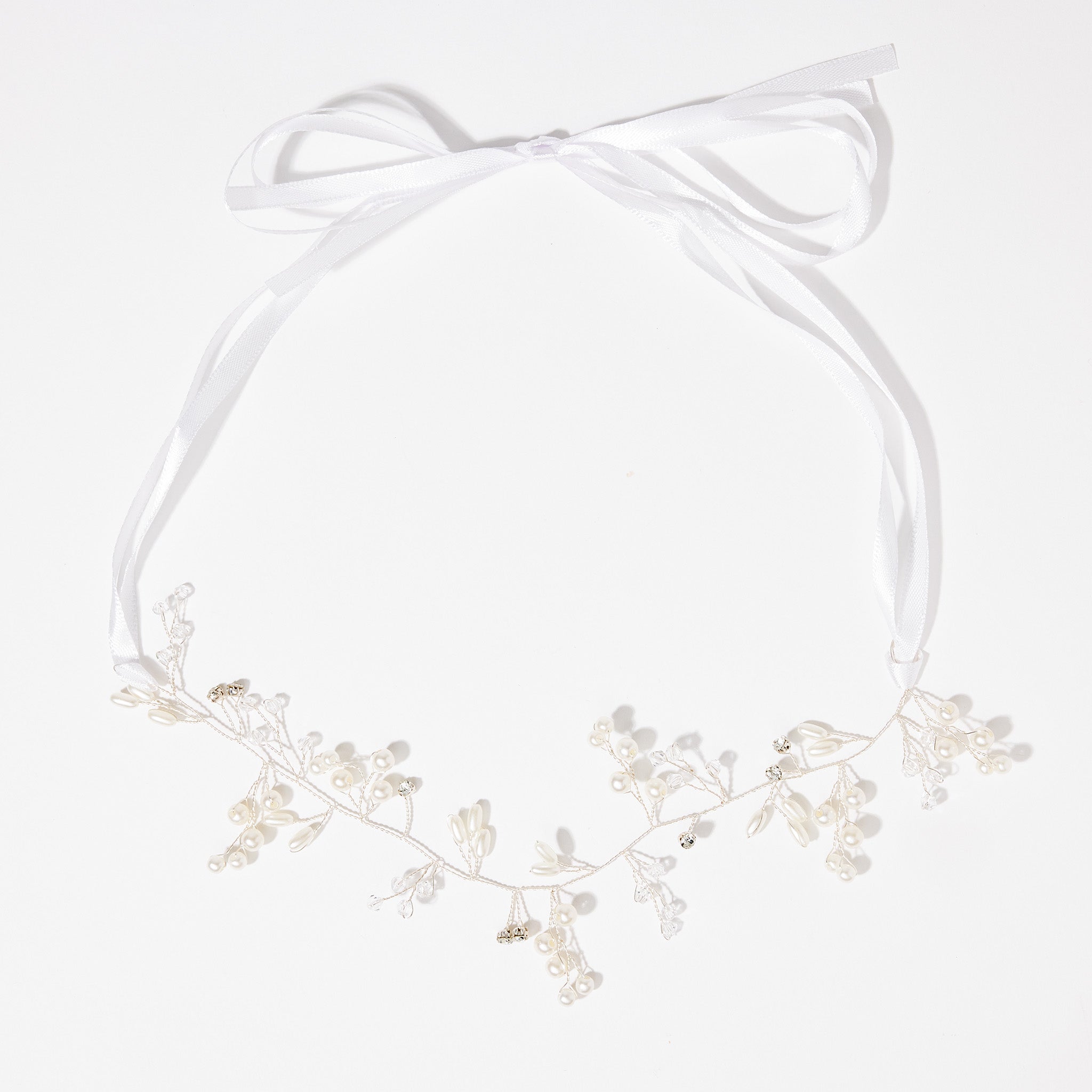 Couronne de fleur en ruban - blanc