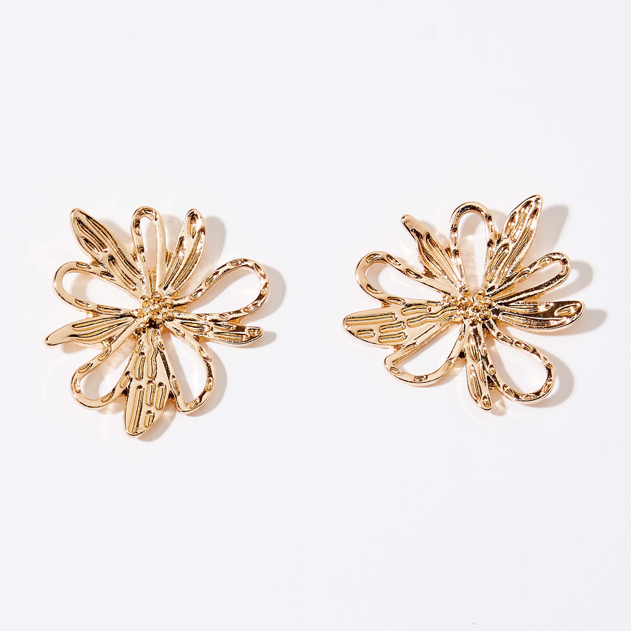Boucles d'oreilles fleurs dorées