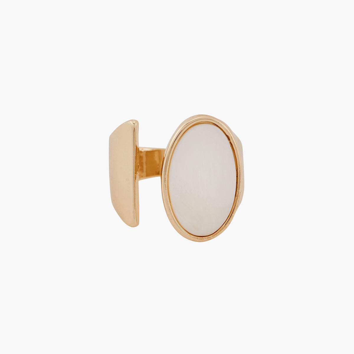 Bague ovale ouverte nacrée et dorée