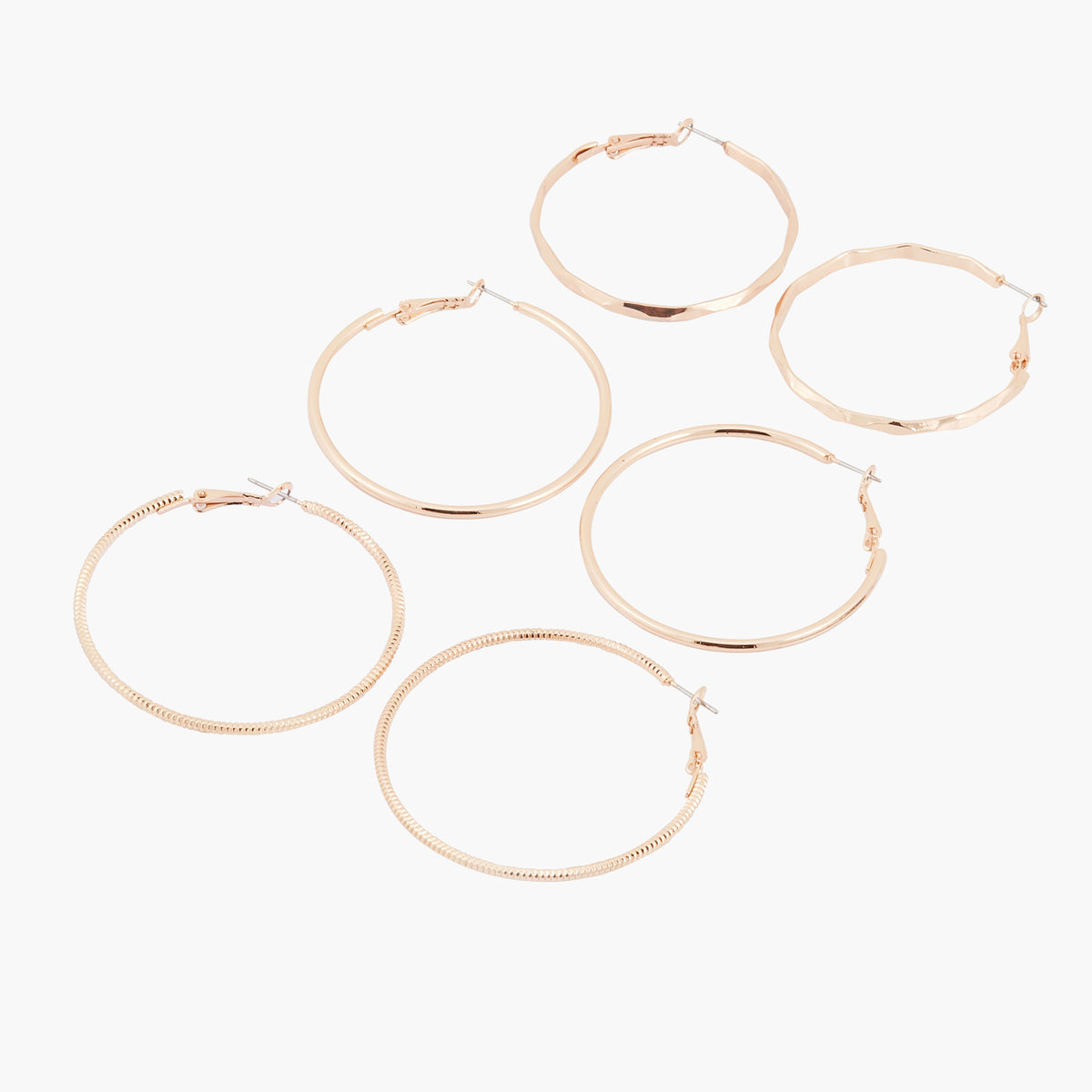 Set de 3 créoles lisses et ciselées