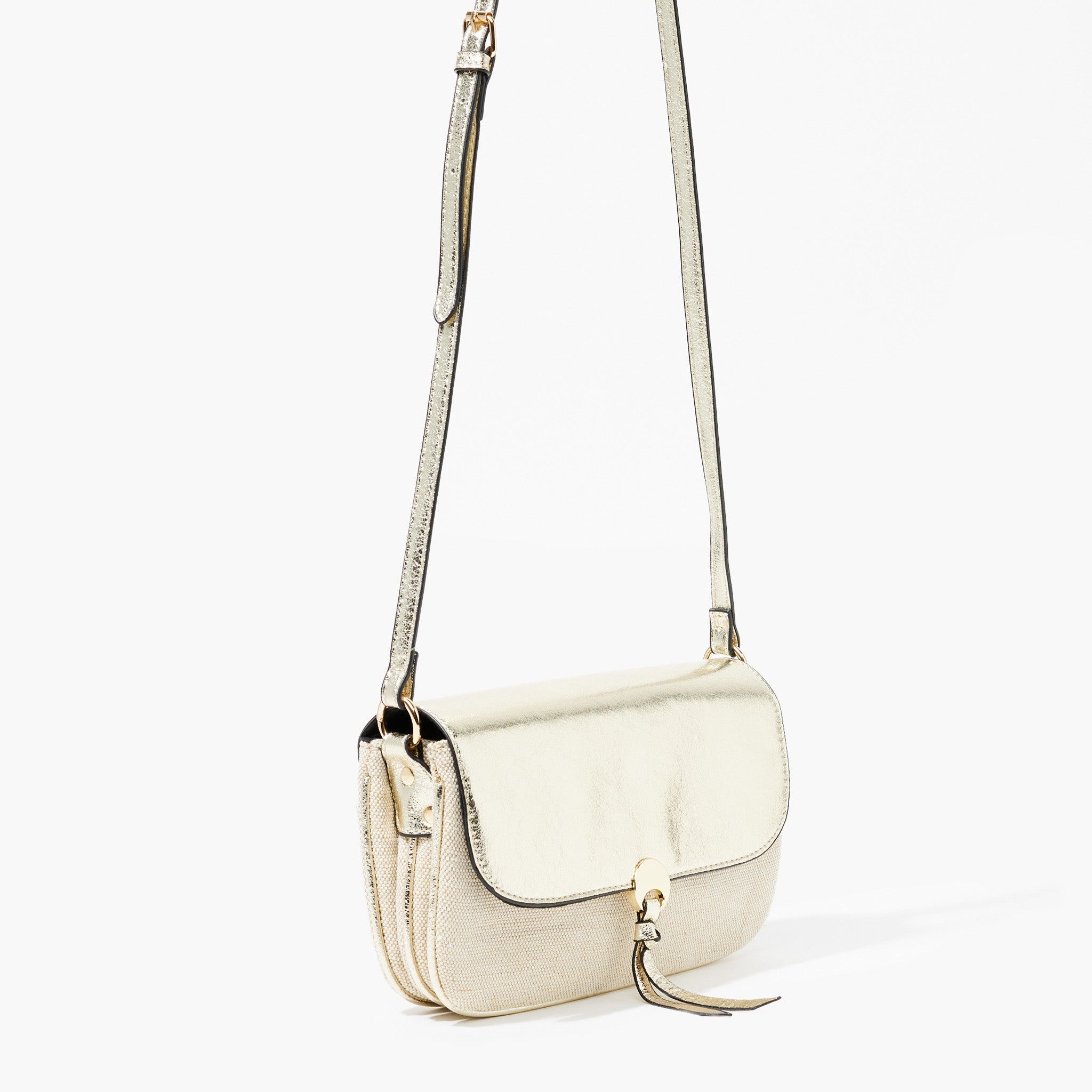 Sac à bandoulière bi-matière - doré