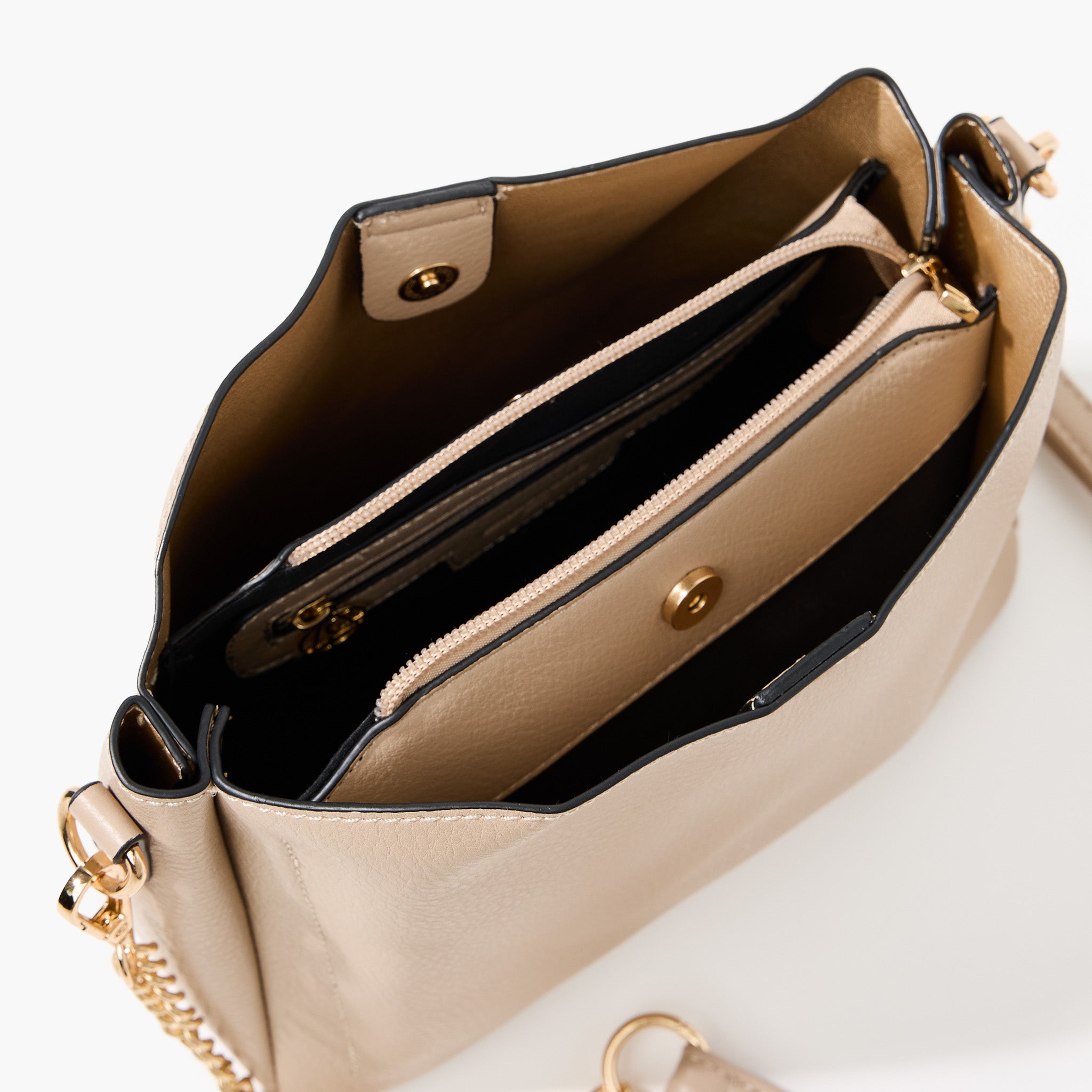 Sac à bandoulière chaîne - beige