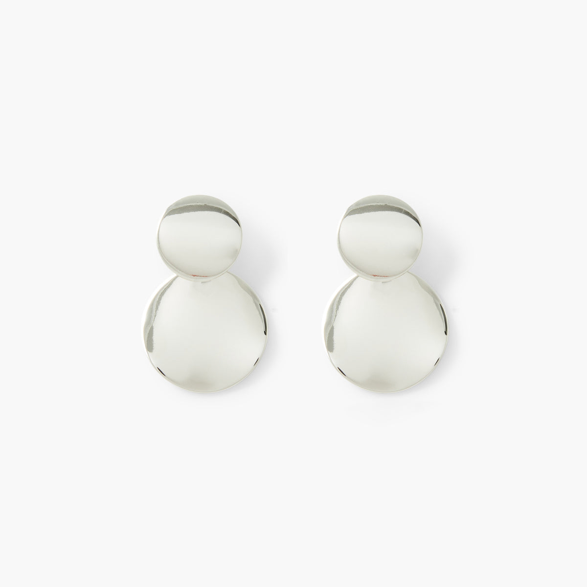 Boucles d’oreilles double disque argentés