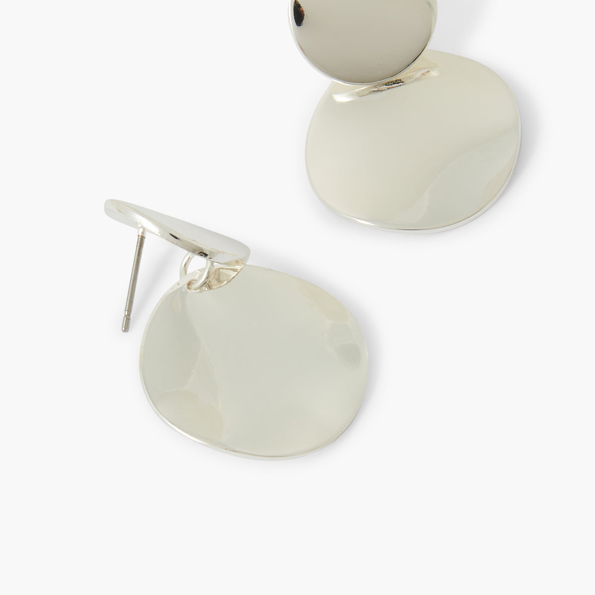 Boucles d’oreilles double disque argentés
