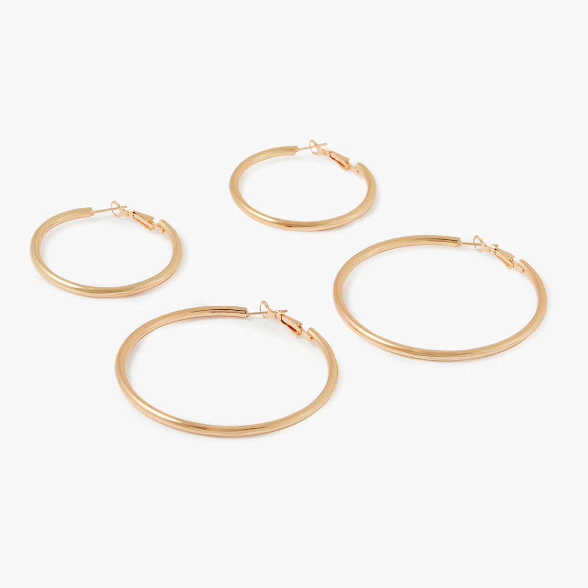 Set de 2 paires de créoles dorées 6/4 cm