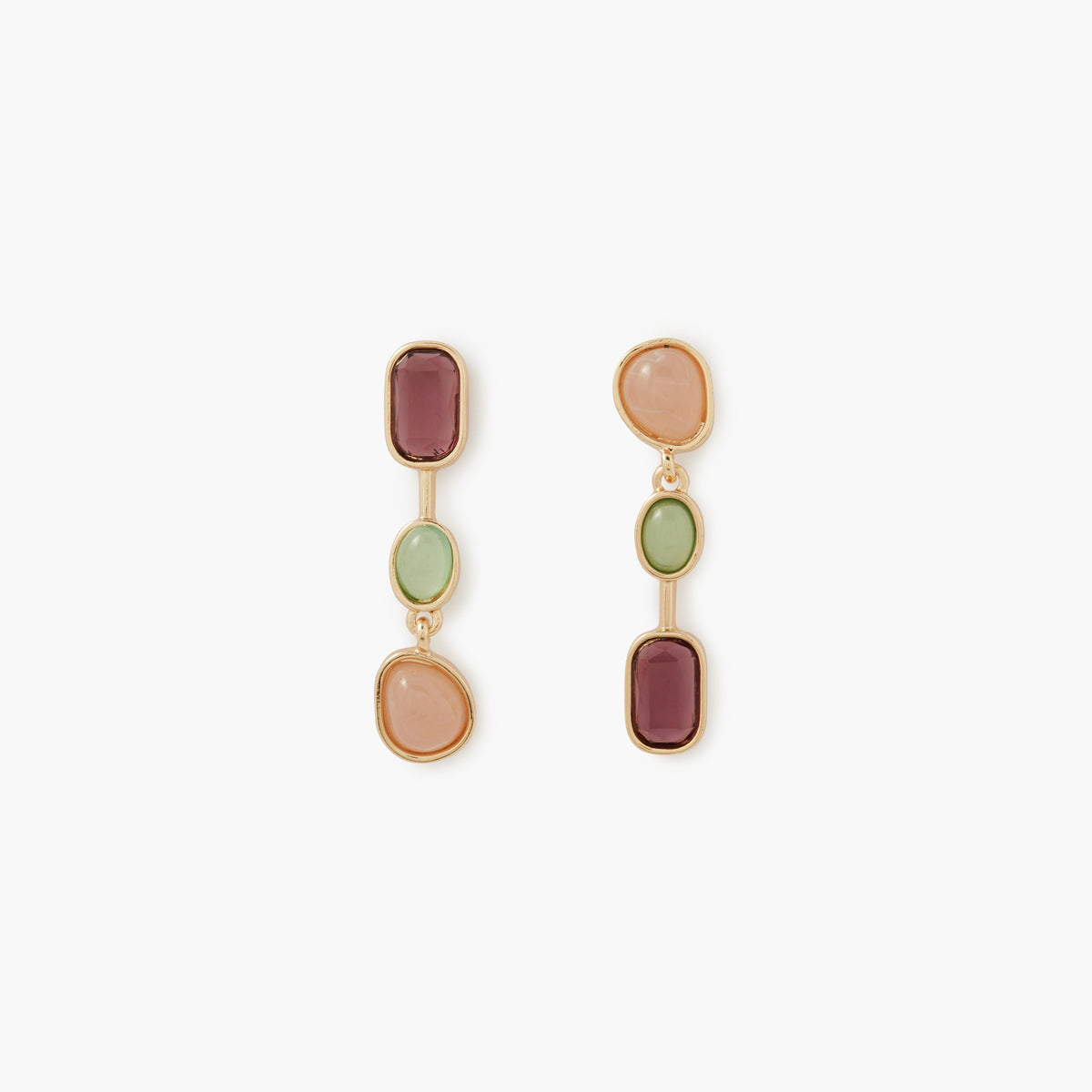 Boucles d'oreilles cabochons violet et vert