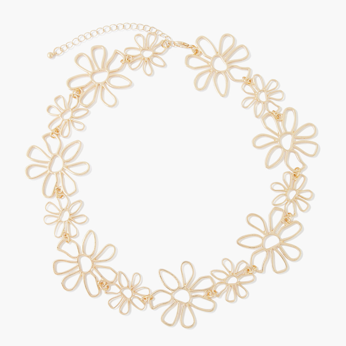 Collier plastron à fleurs filaires dorées