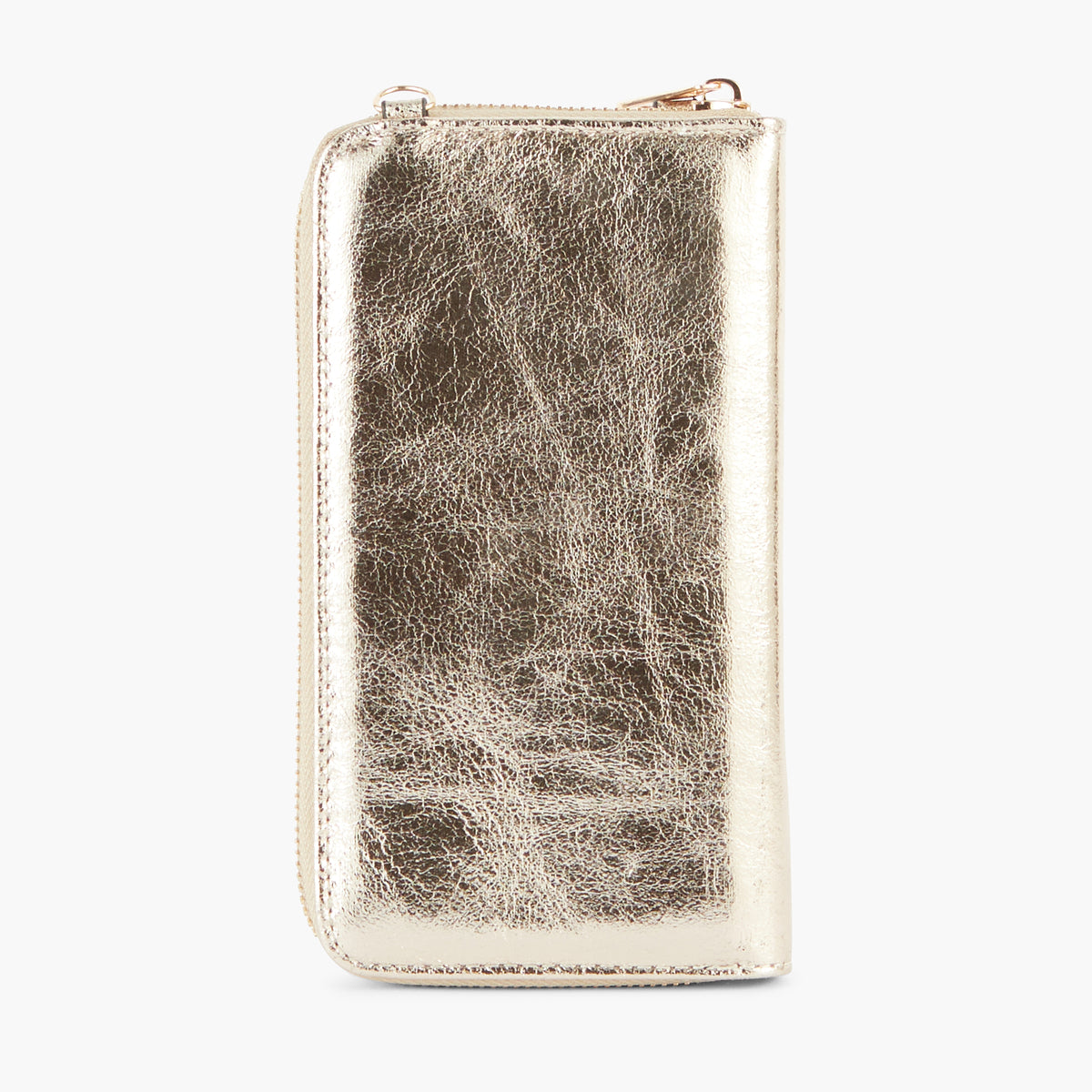 Pochette de voyage à bandoulière effet métallisé doré