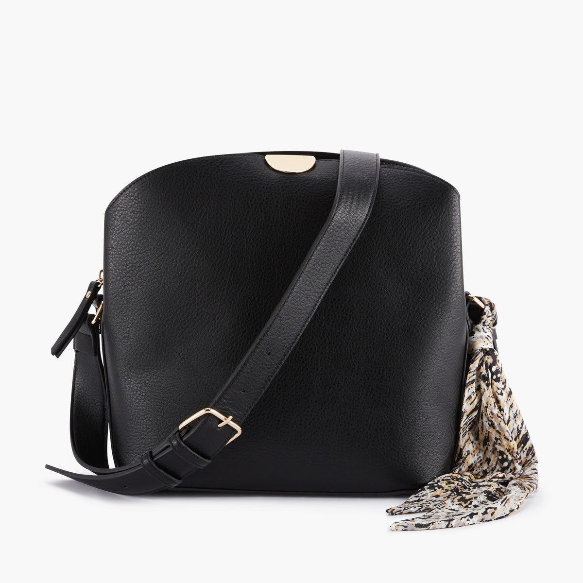 Sac carré noir à bandoulière avec foulard