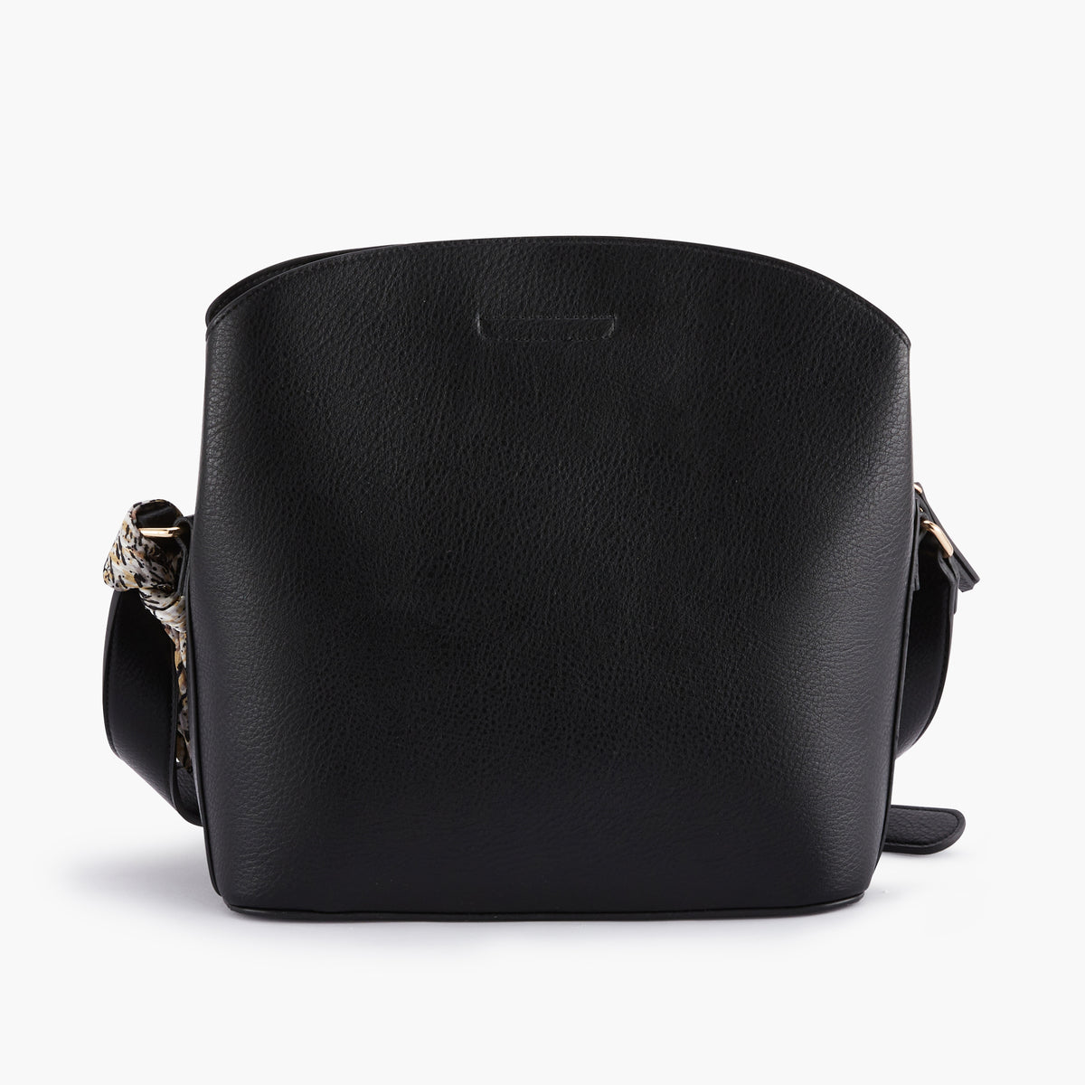 Sac carré noir à bandoulière avec foulard