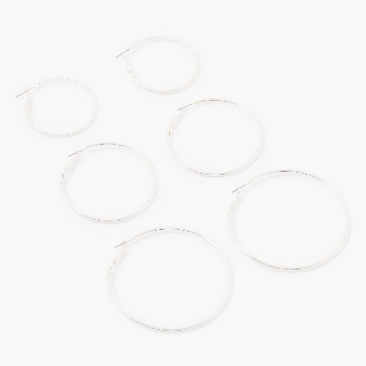 Set de 3 créoles fines lisses et ciselées