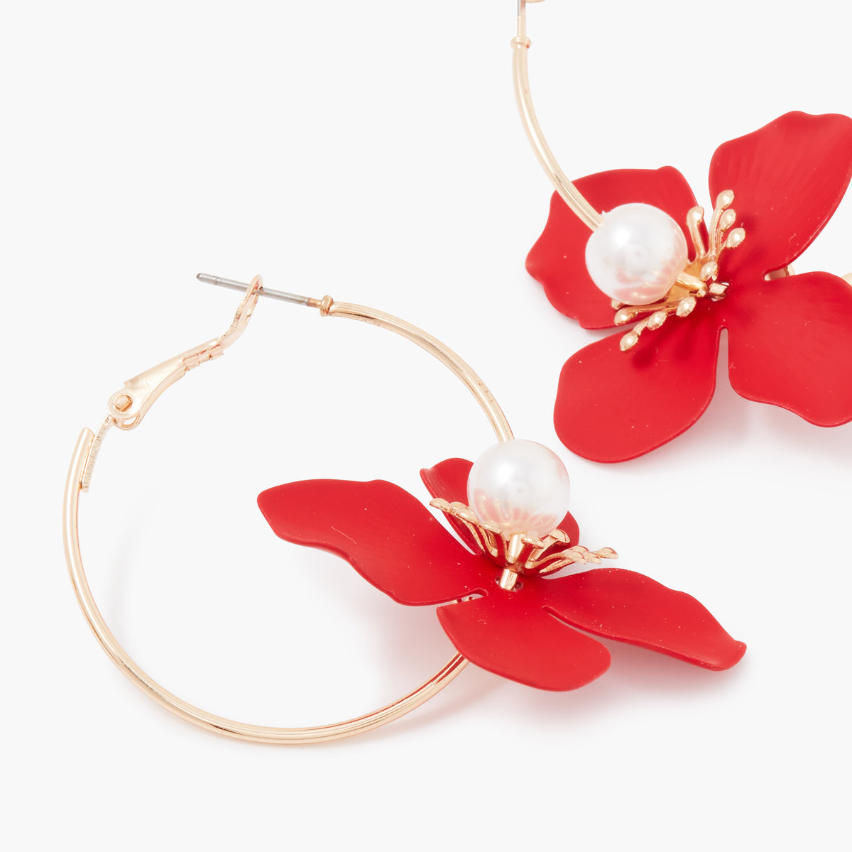 Créoles fleurs rouges