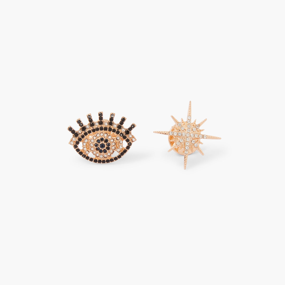 Set de 2 pin's œil et étoile à strass