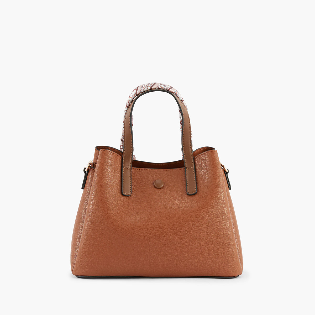 Sac à main camel avec foulard effet grainé