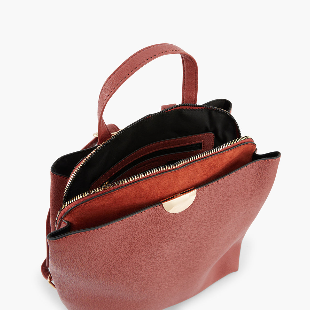 Sac à dos bi-matière effet grainé rouge