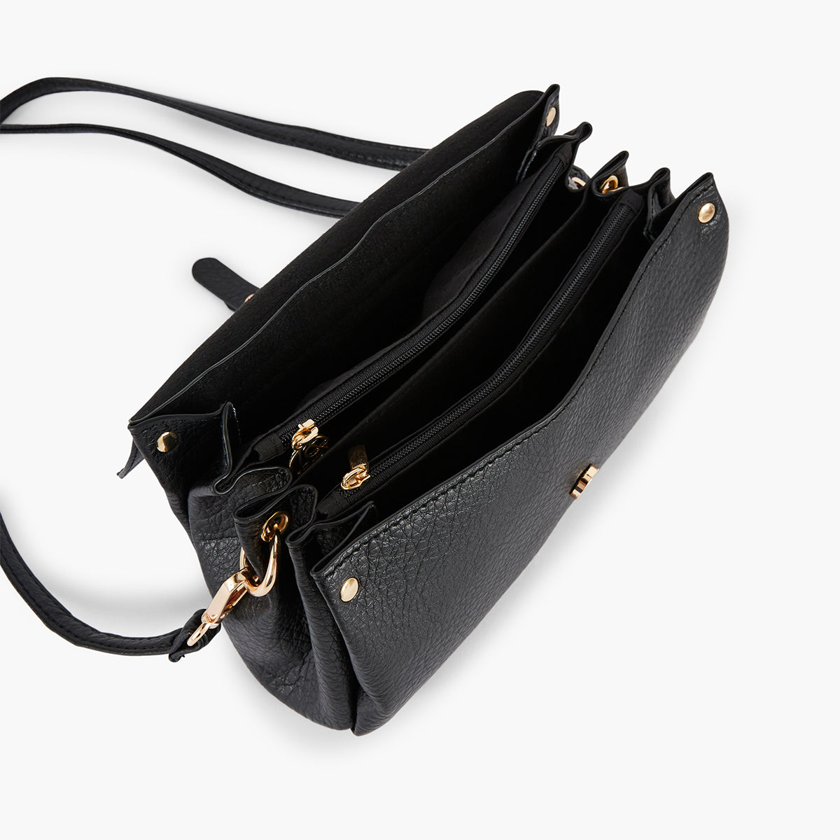 Sac à bandoulière effet grainé noir