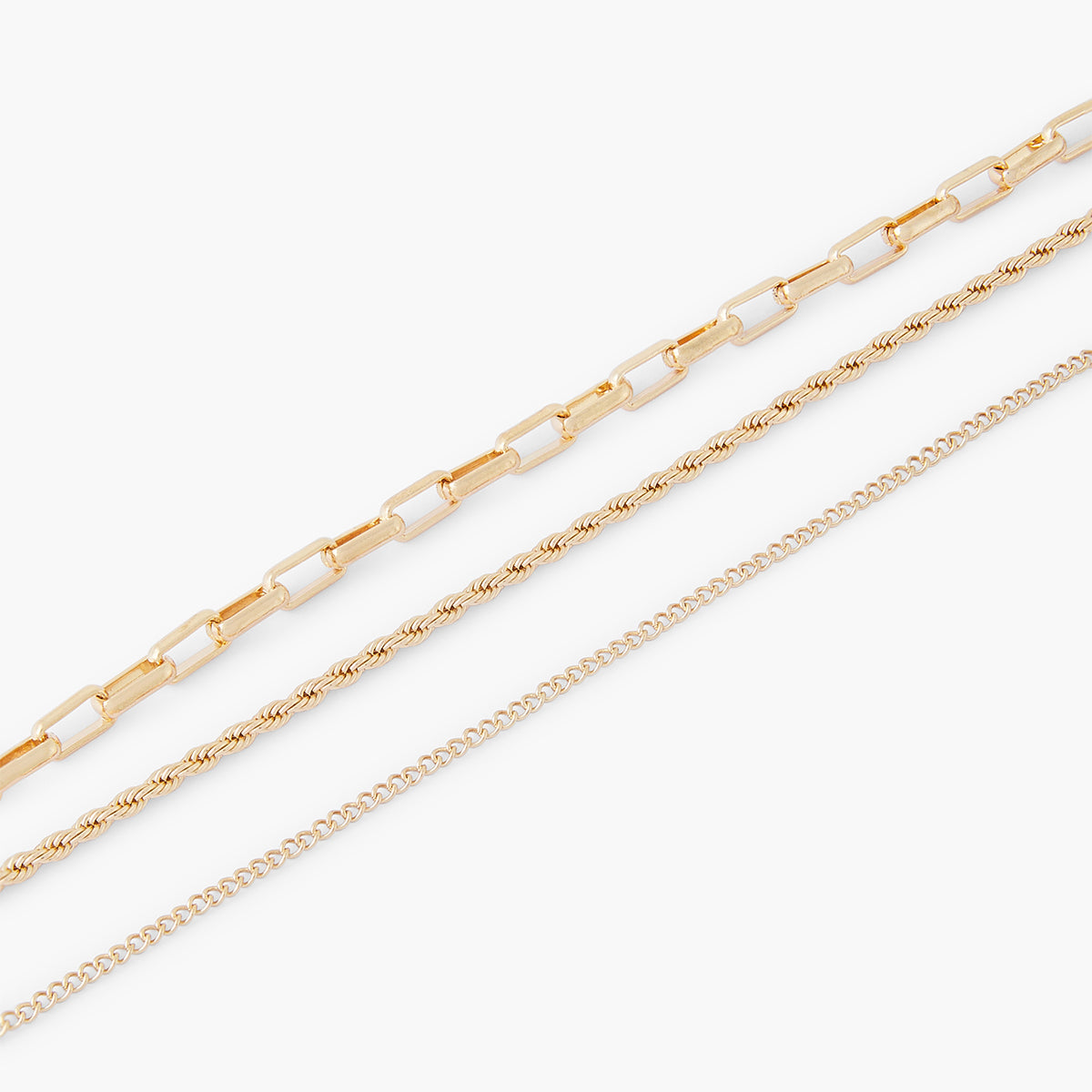 Set de 3 colliers chaines dorées