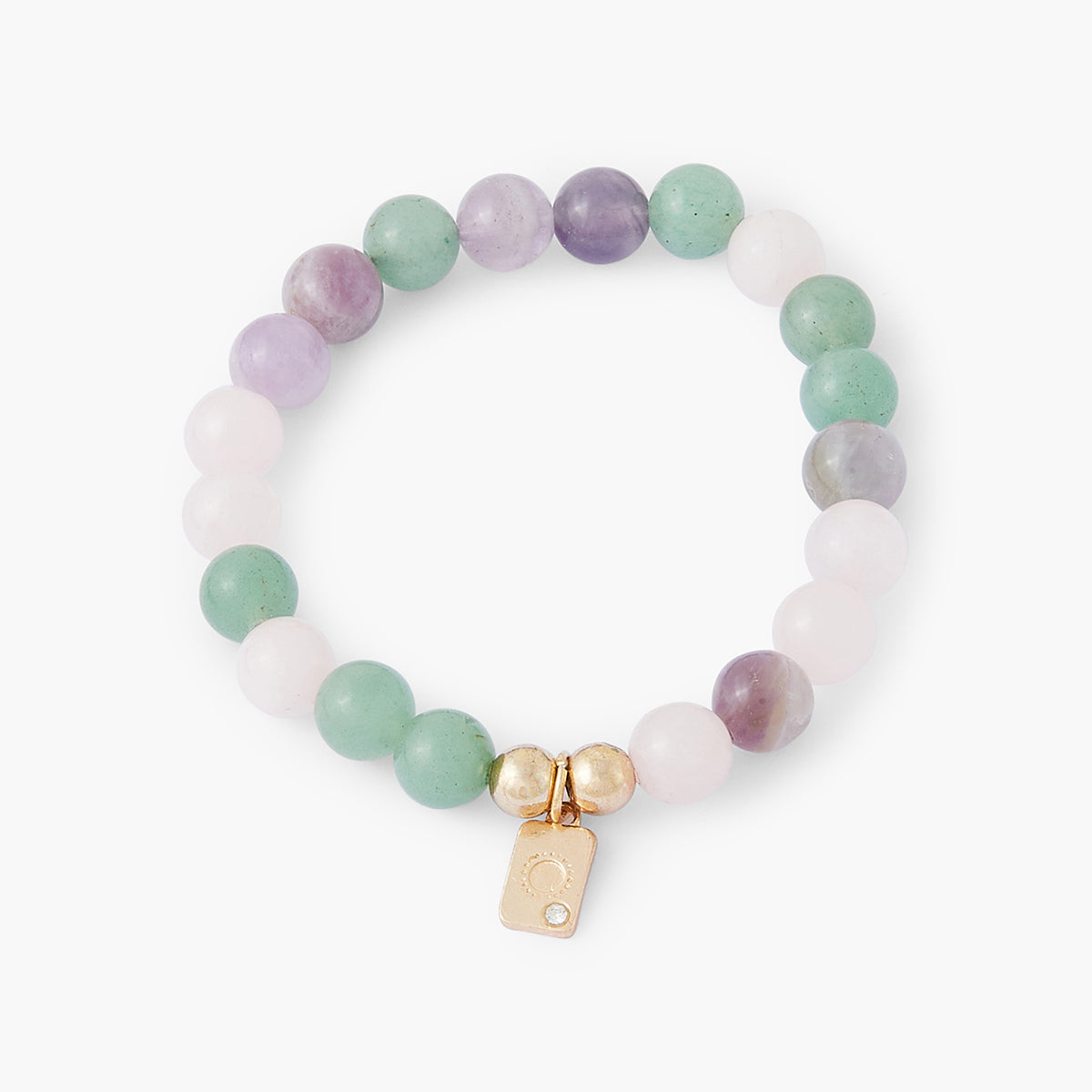 Bracelet élastique perles de Jade, Améthyste et Quartz rose