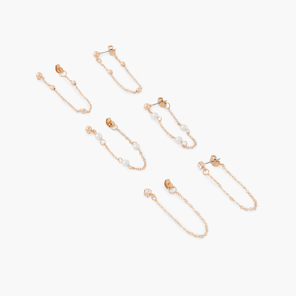 Set de 3 boucles d'oreilles chaines