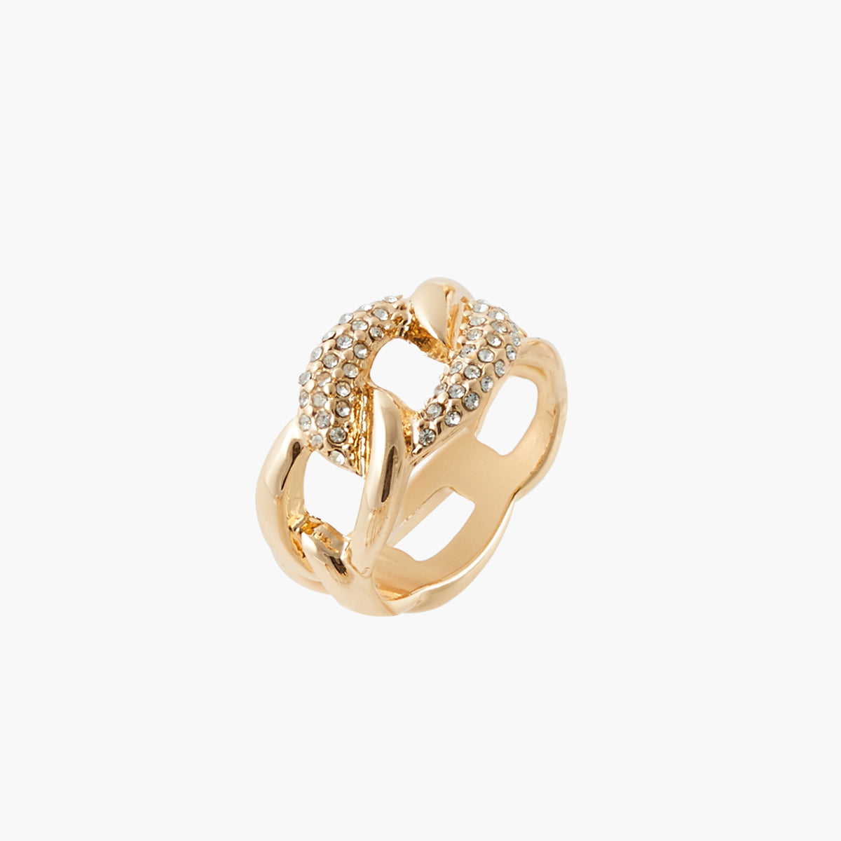 Bague effet chaîne strassée