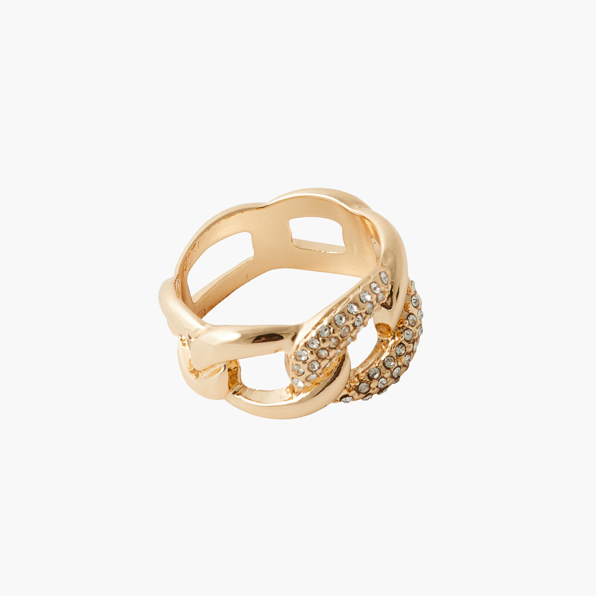 Bague effet chaîne strassée