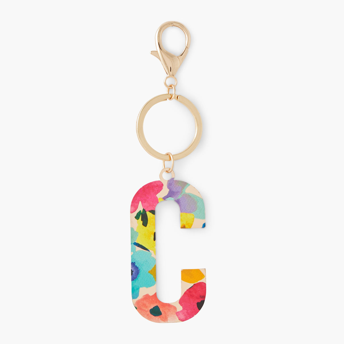 Porte-clés lettre "C" imprimée fleurs