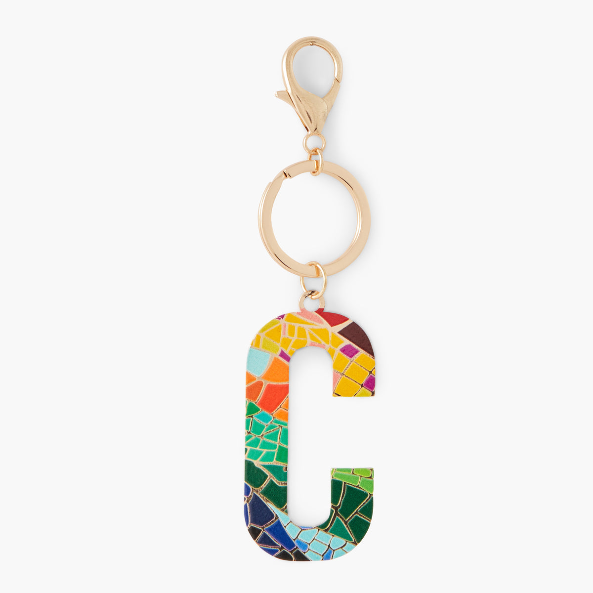 Porte-clés lettre "C" imprimée mosaïque