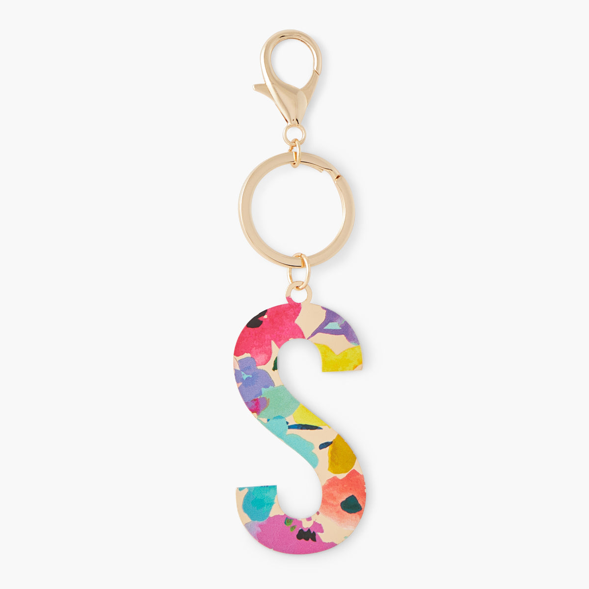 Porte-clés lettre "S" imprimée fleurs