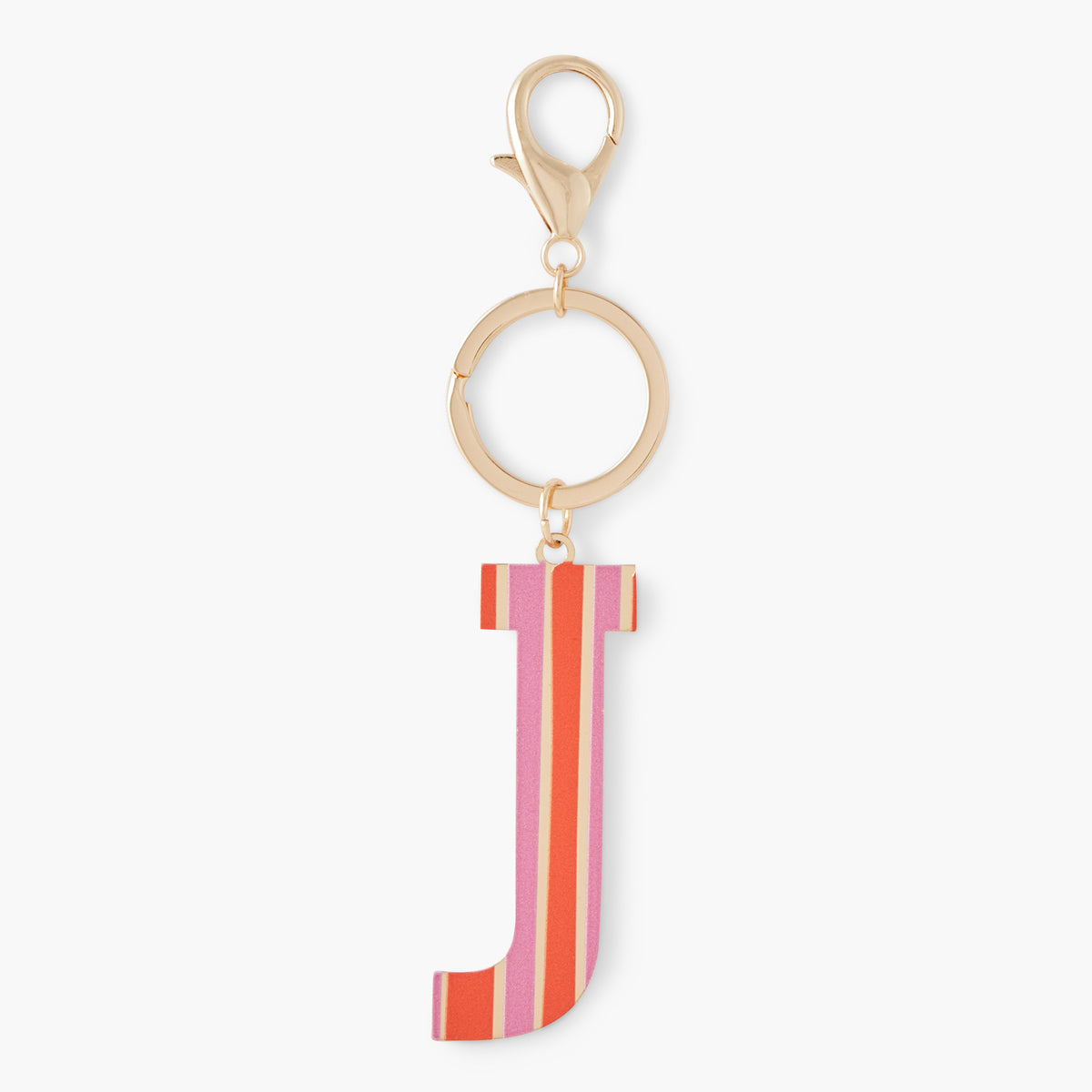 Porte-clés lettre "J" à rayures