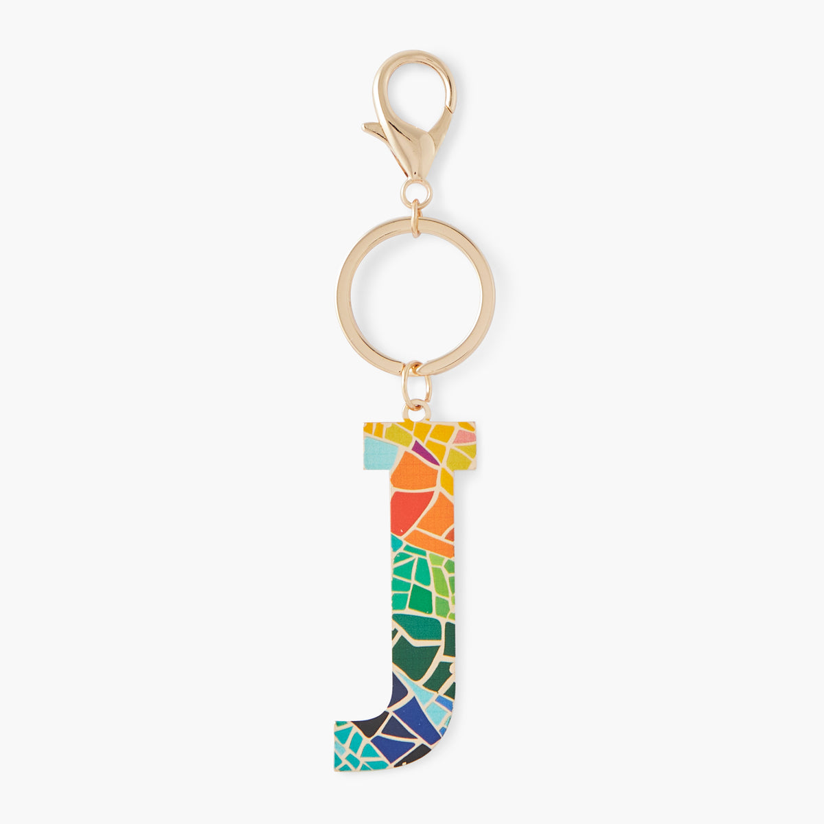 Porte-clés lettre "J" imprimée mosaïque