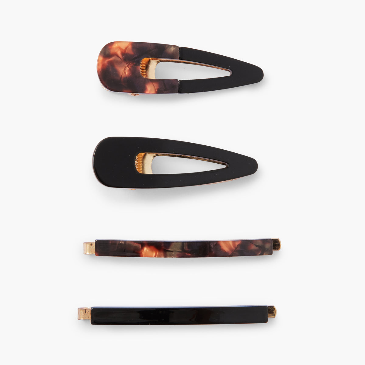Set de 4 pinces à cheveux effet écaille