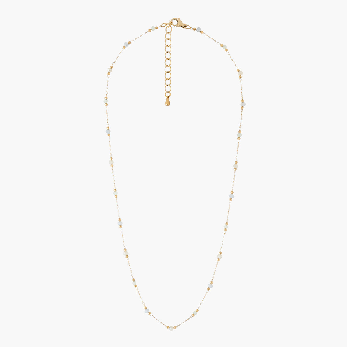 Collier fin acier inoxydable et perles facettées