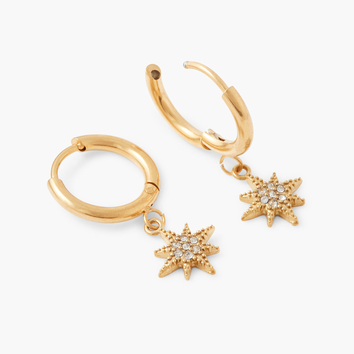 Petites créoles étoiles acier inoxydable doré