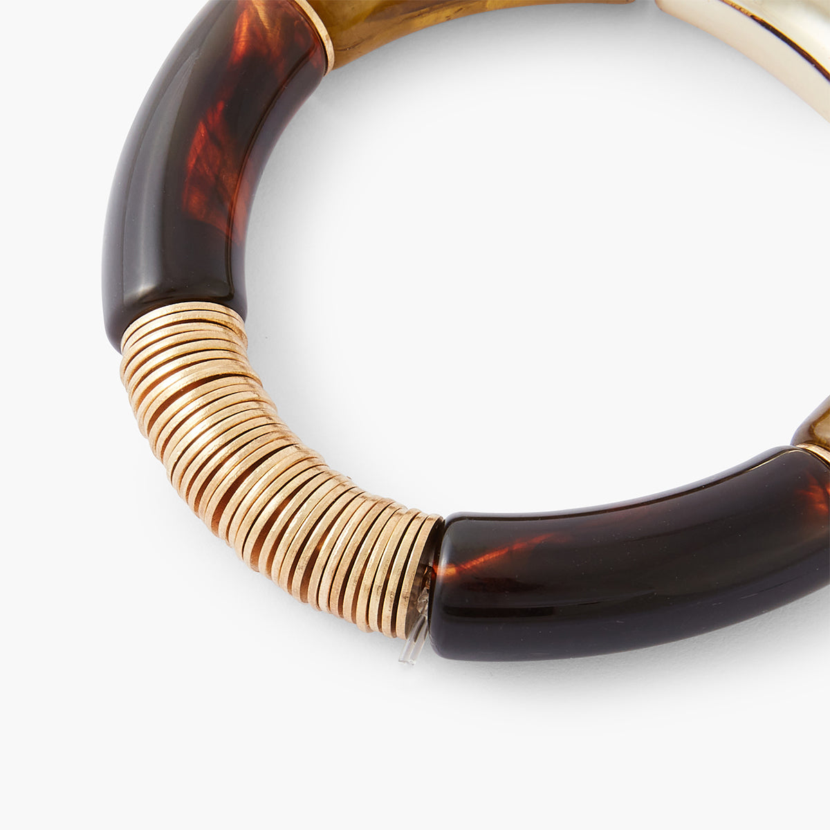 Bracelet élastique tube marron et doré