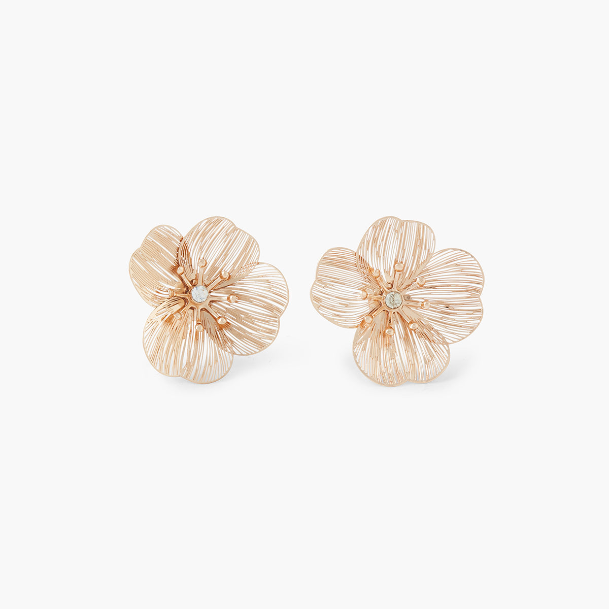 Boucles d'oreilles à clips fleurs en filigranes dorées