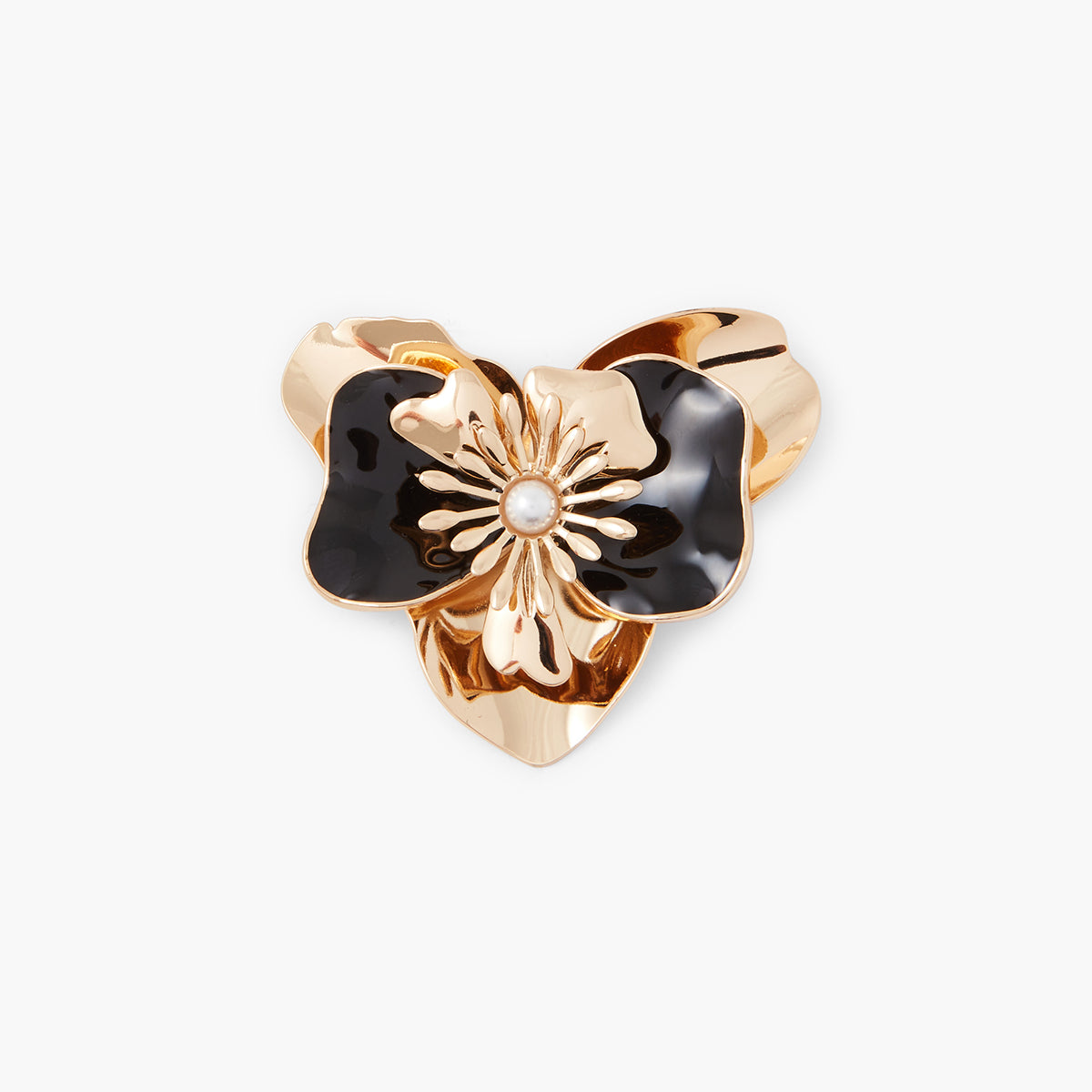 Broche fleur noir et doré