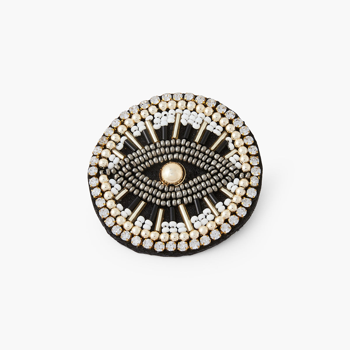 Broche ronde motif œil en perle de rocaille