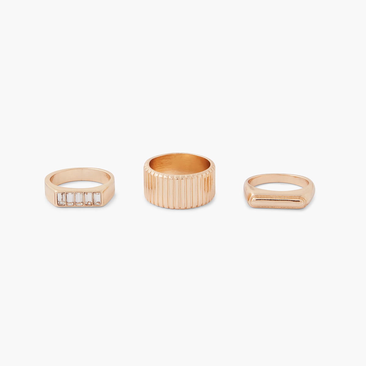 Set de 3 bagues dorées