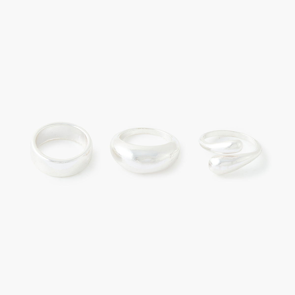 Set de 3 bagues argentées