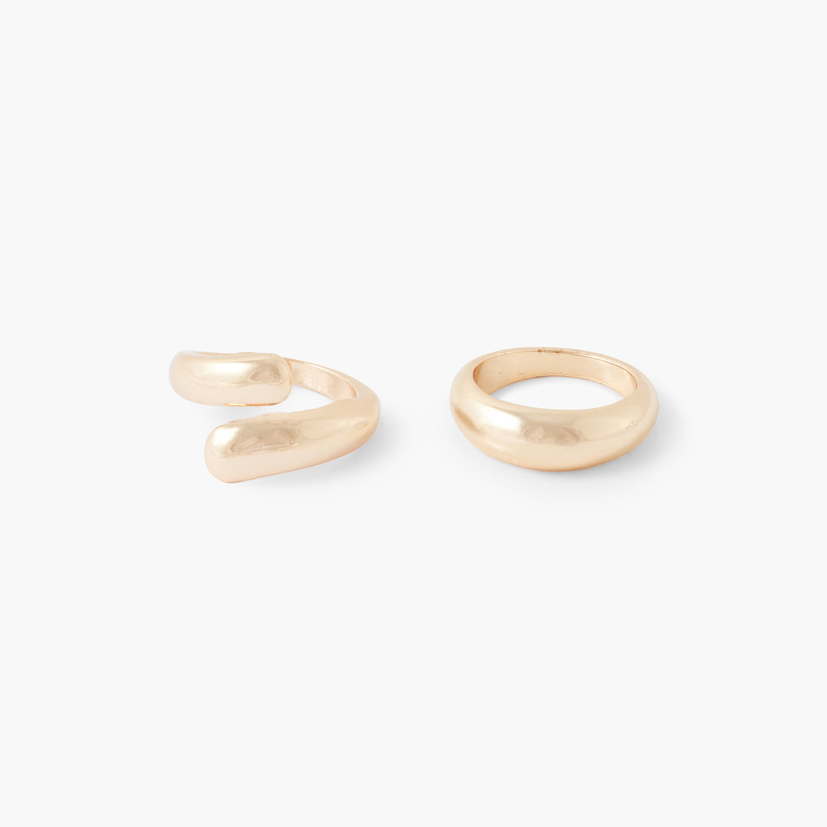 Set de 2 bagues assorties dorées