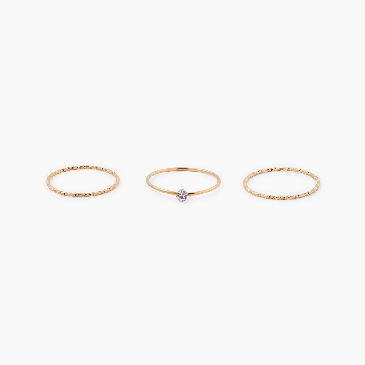 Set de 3 bagues dorées en acier inoxydable