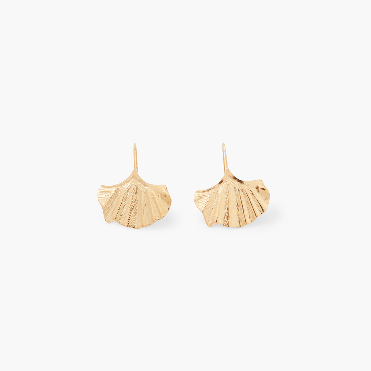 Boucles d'oreilles feuille de ginkgo en acier inoxydable doré