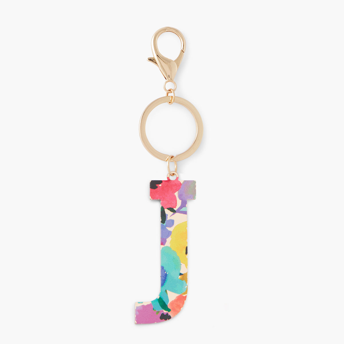Porte-clés lettre "J" imprimée fleurs