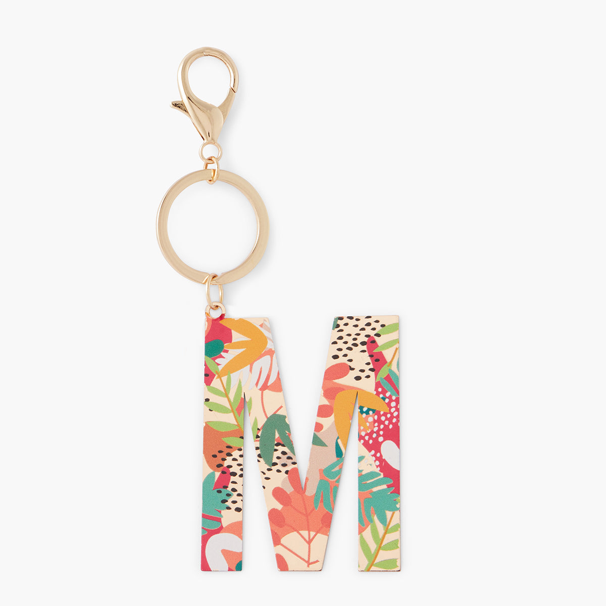 Porte-clés lettre "M" imprimée feuille