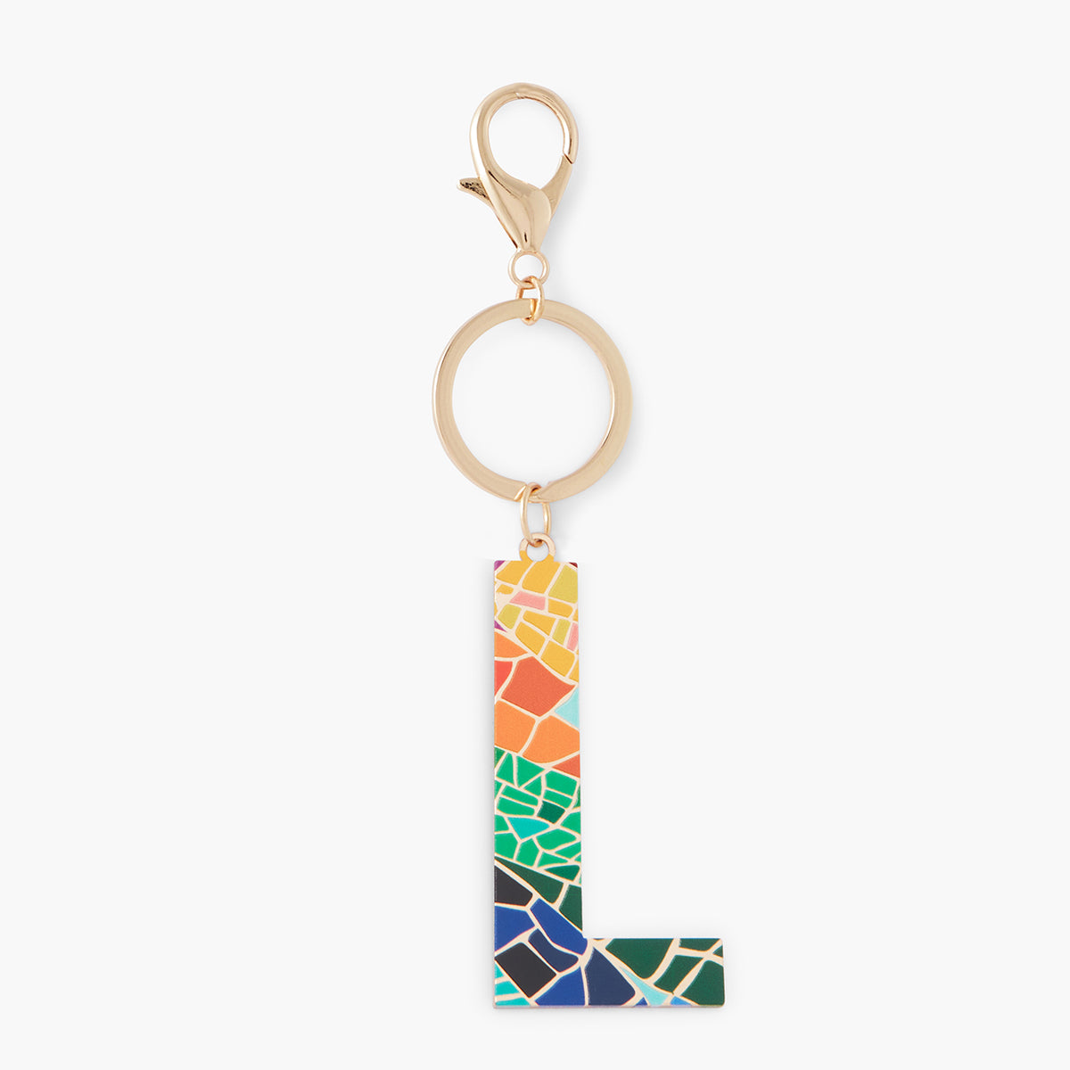 Porte-clés lettre "L" imprimée mosaïque