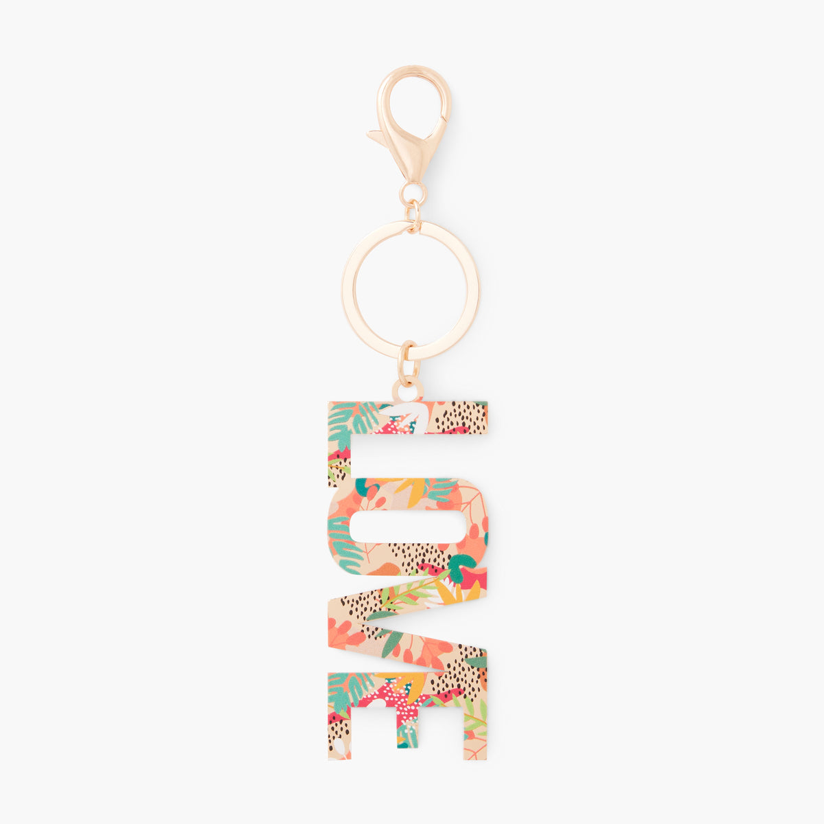 Porte-clés love imprimé feuilles
