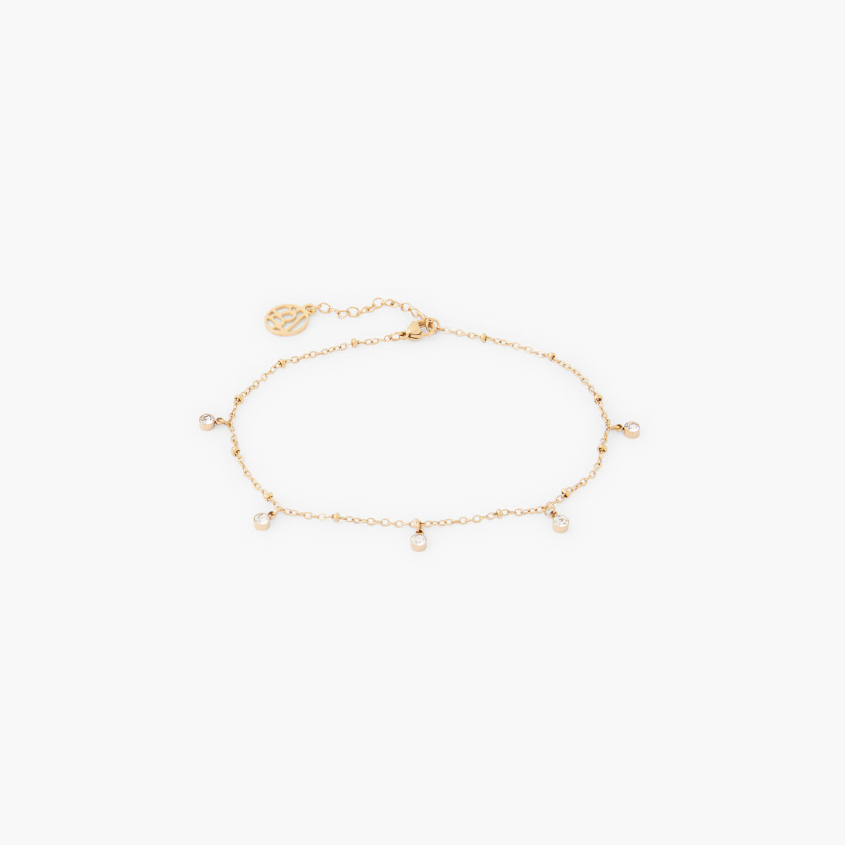 Chaîne de cheville à strass en Acier Inoxydable doré
