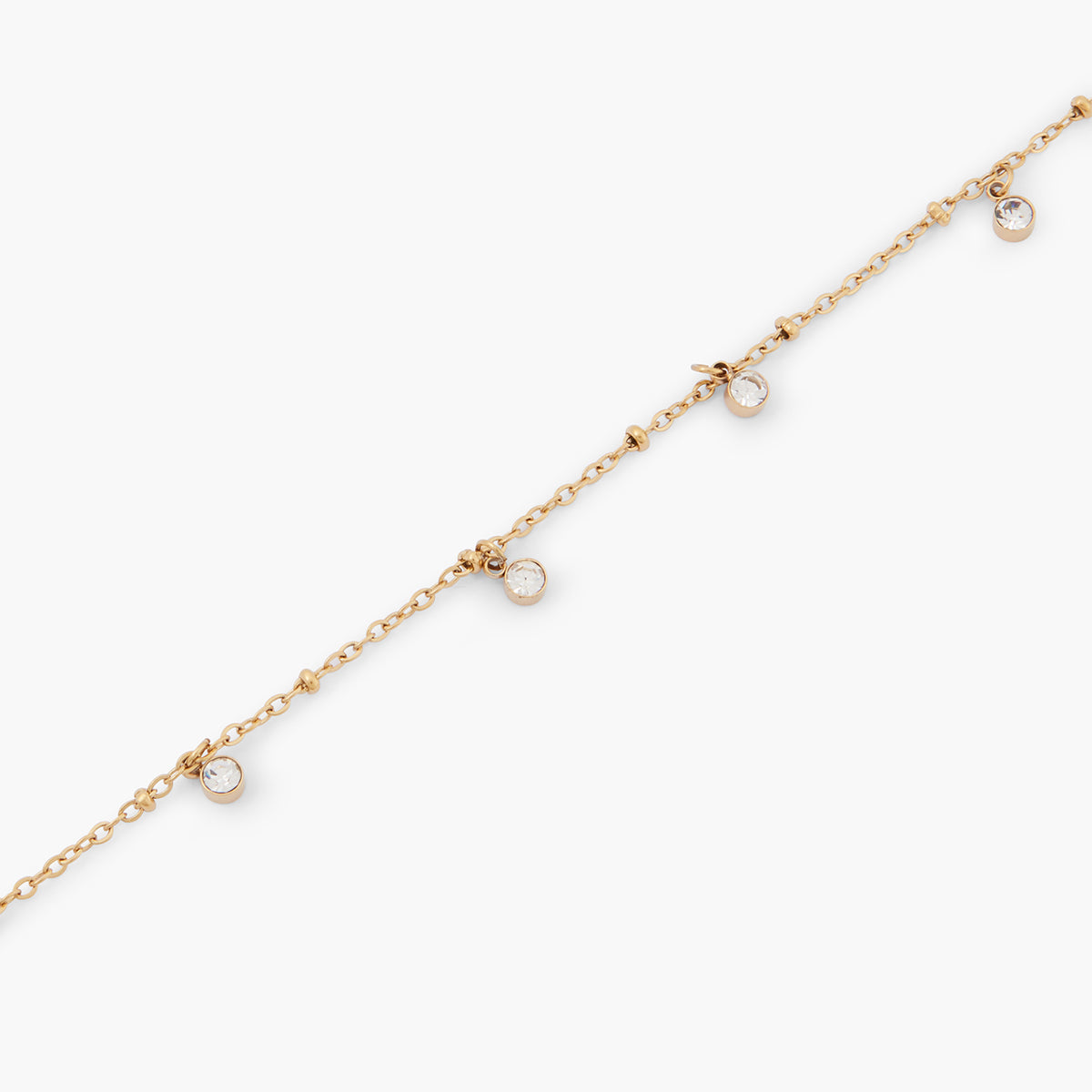 Chaîne de cheville à strass en Acier Inoxydable doré