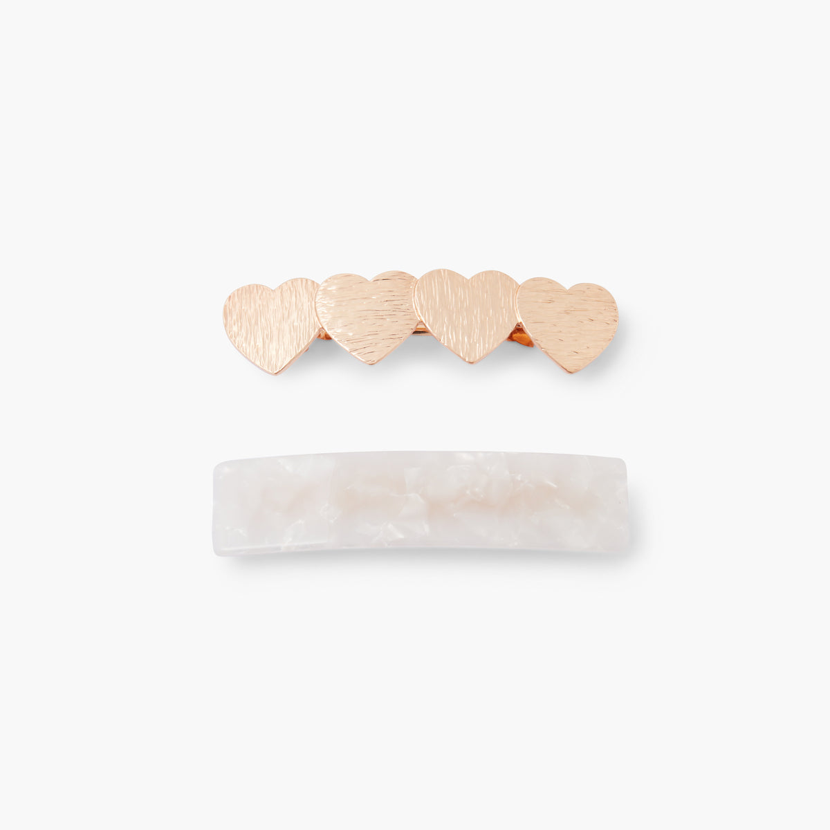 Set de 2 barrettes rectangles et coeur