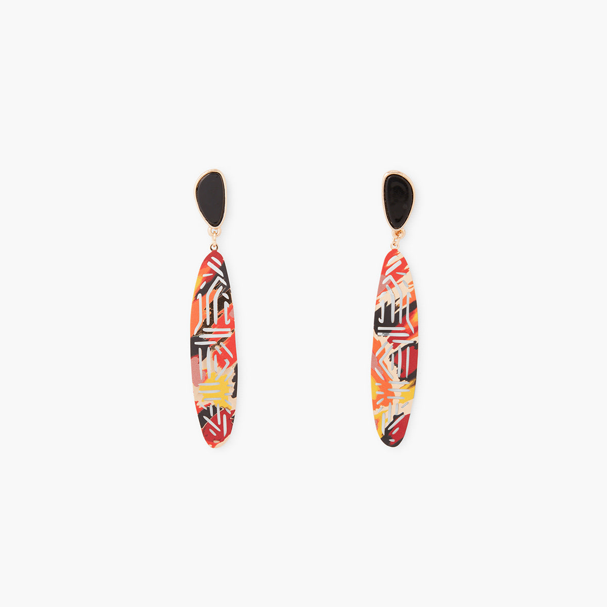 Boucles d'oreilles longues imprimées multicolores